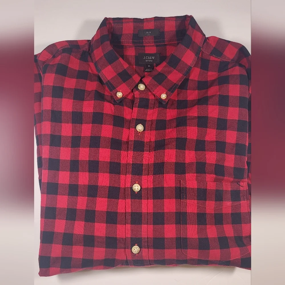 Mens J. CREW Buffalo plaid  uttondown shirt XL - Picture 2 of 2